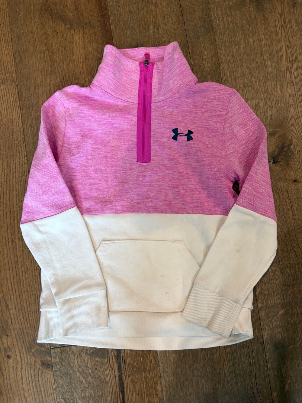 Under Armour Pink & White Half-Zip Pullover Hoodie